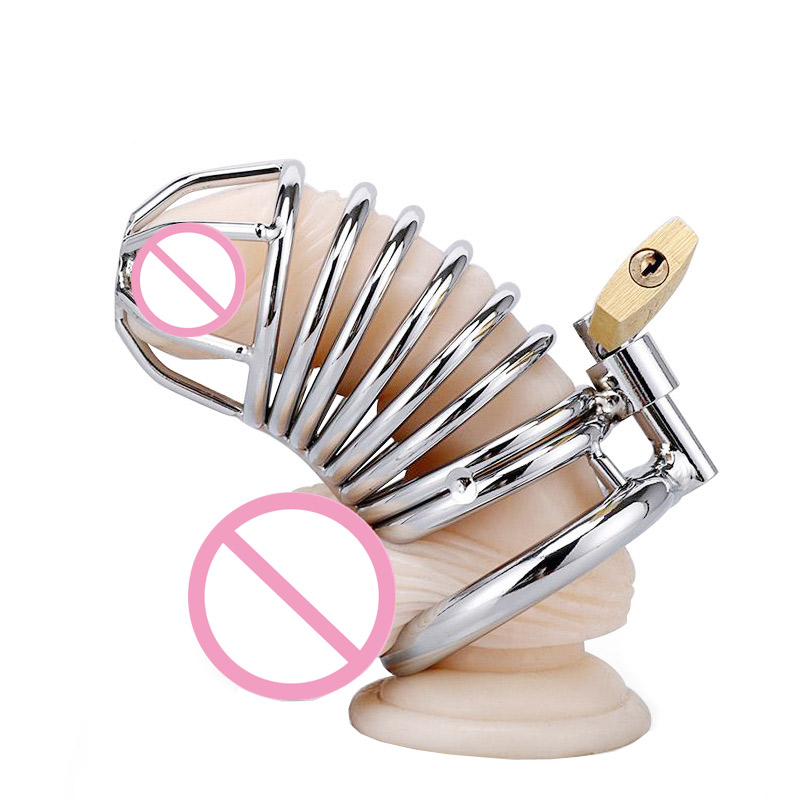 Urethral Spout Male Chastity Cage Metal Penis Locking Jail