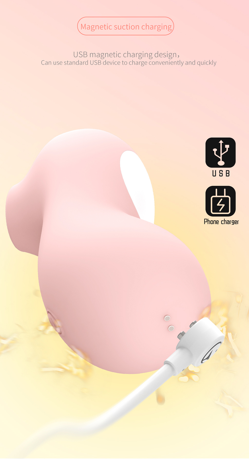 Clitoral Suction Vibrator Clit Massage Sucking Simulation Rechargeable Sex Toys for Women - Pink