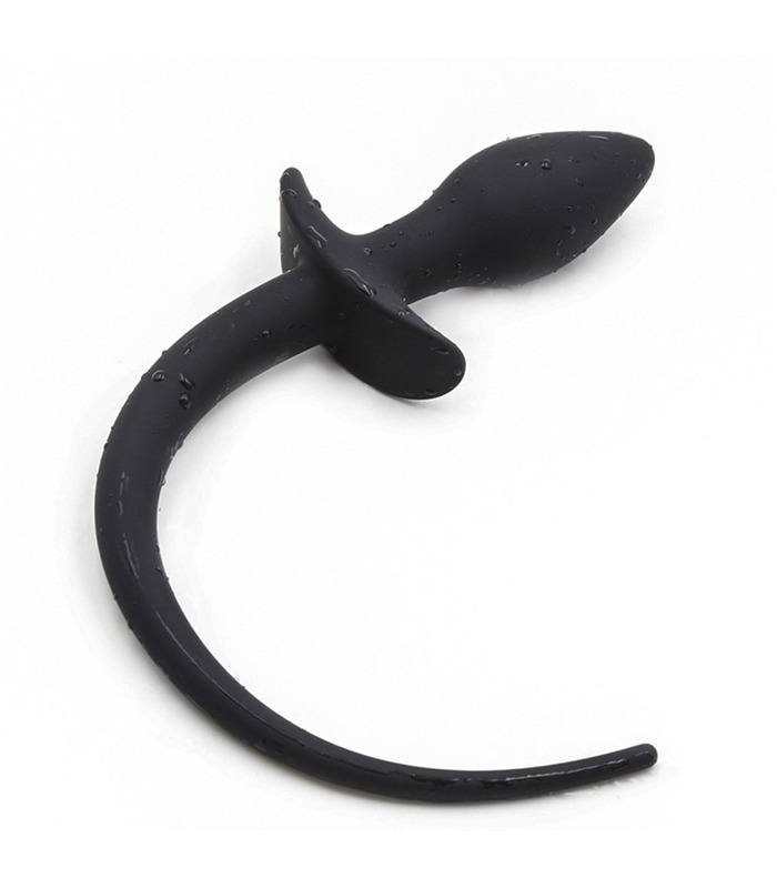 Hund-Schwanz-Simulation, Soft-Silikon Buttplug - Schwarz
