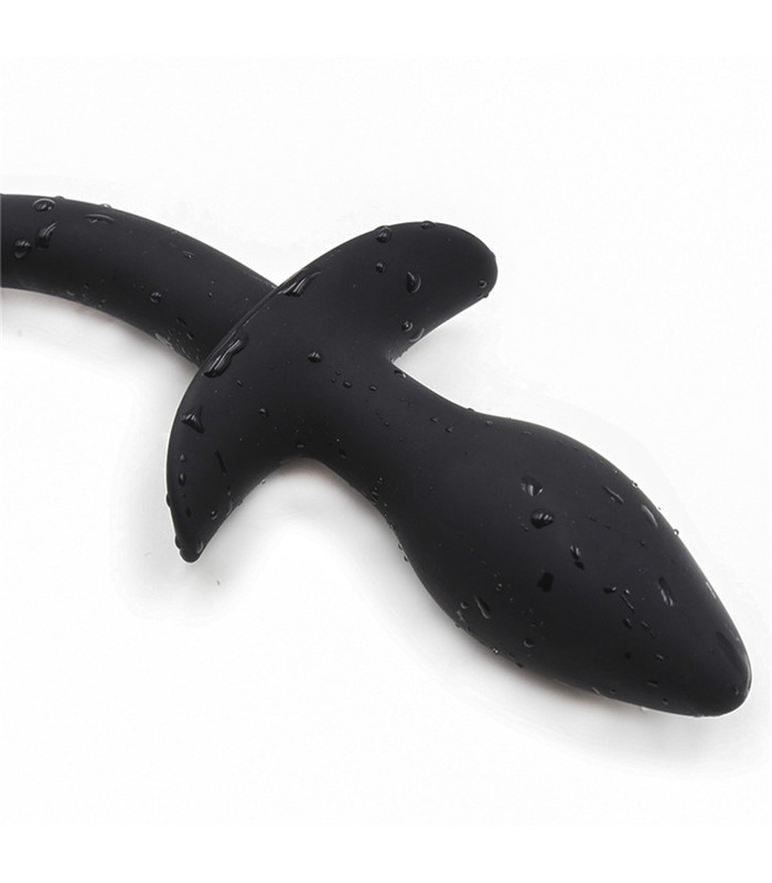 Dog Tail Simulation Soft Silicone Butt Plug - Black