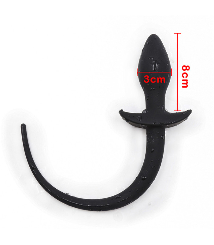 Hund-Schwanz-Simulation, Soft-Silikon Buttplug - Schwarz