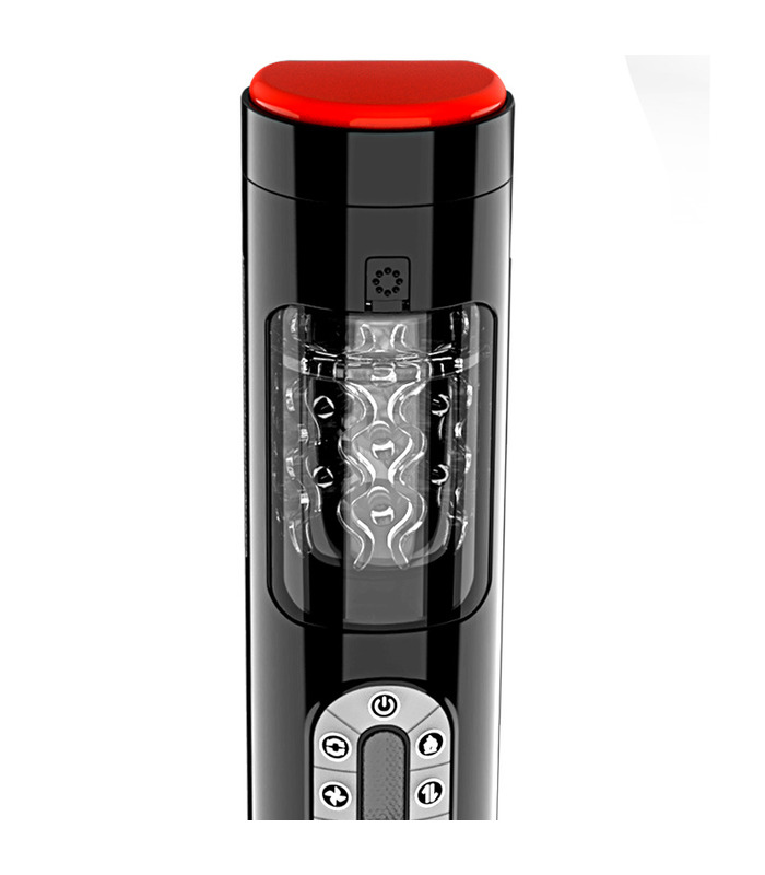 Full Automatic Piston and Wriggle Rotation Male Masturbator Intelligent Heating Sexual Moans - Black