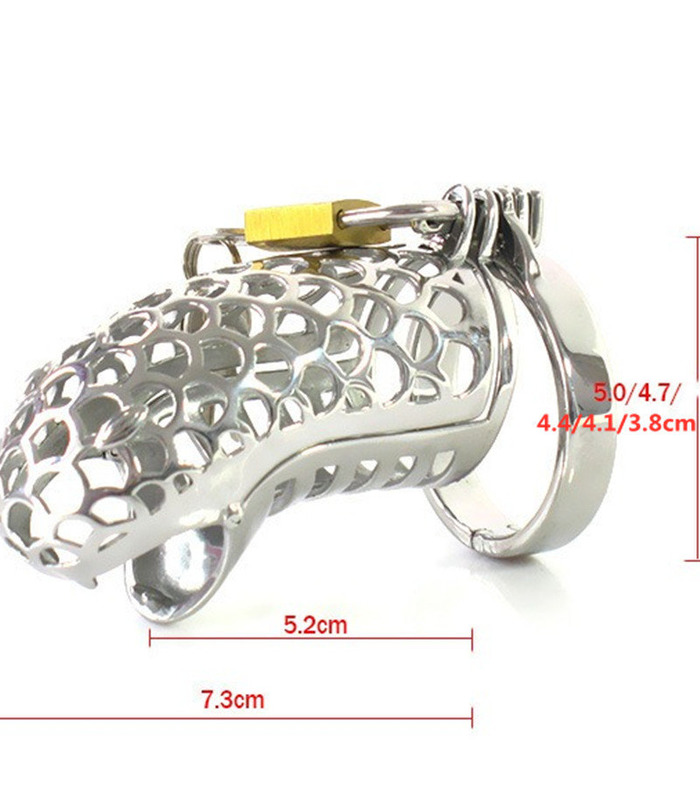 Snake Head Shape Teeth Male Chastity Cage Breathable Metal Sleeve Lock and Key
