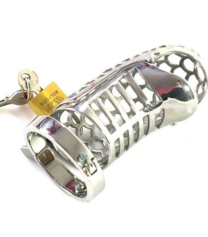 Snake Head Shape Teeth Male Chastity Cage Breathable Metal Sleeve Lock and Key