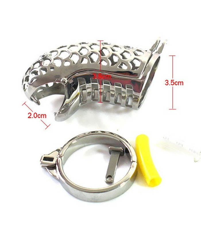 Snake Head Shape Teeth Male Chastity Cage Breathable Metal Sleeve Lock and Key