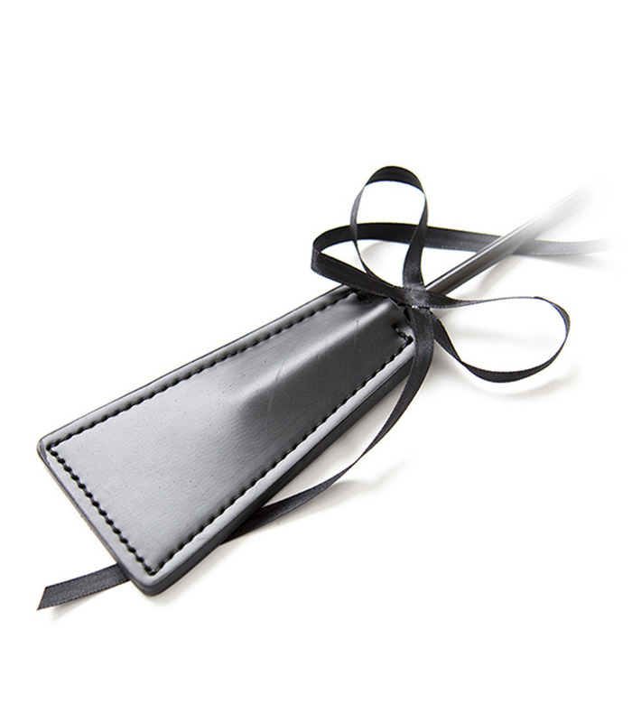 Black Leather Feather Paddles Bowknot Ribbon Sexy Fetish Toys Ticklers