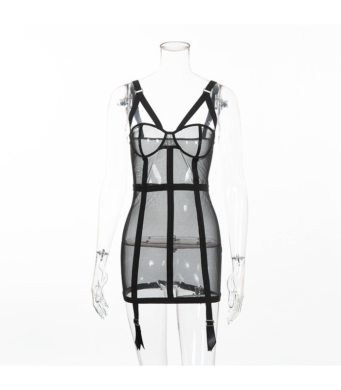 Strappy Bandage Garters Hollow Perspective Chemise