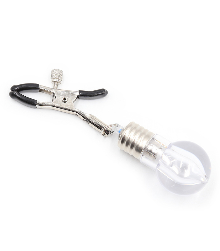 1 Pair Flashing Bulbs Pendant Nipple Clamps Multicolors Lights For Couples Sex Toys - Black