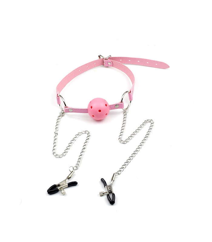 Breathable Ball Mouth Gags Nipple Clamps Set SM Wear Sex Toys For Couples