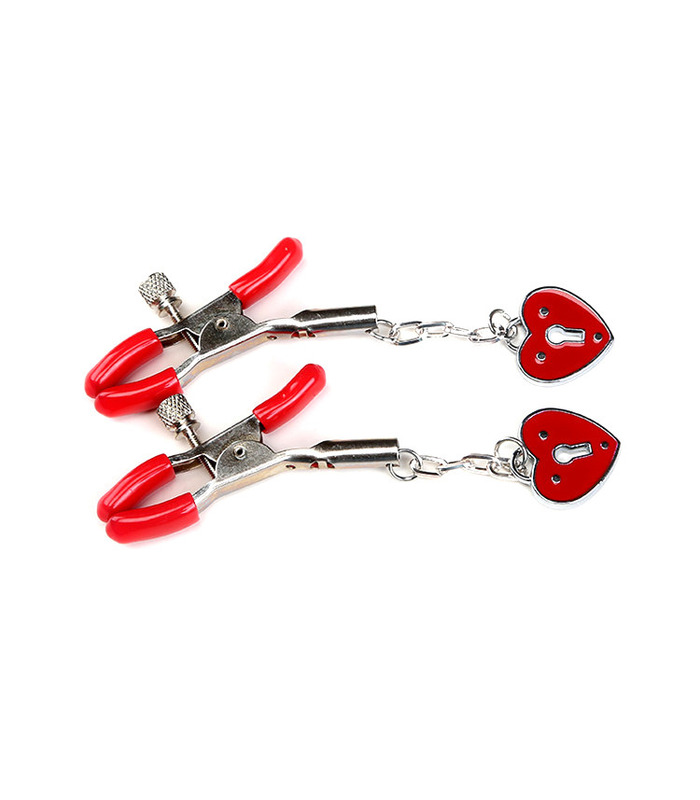 Adjustable Nipple Clamps Sexy Toys with Key Hole Heart Charms