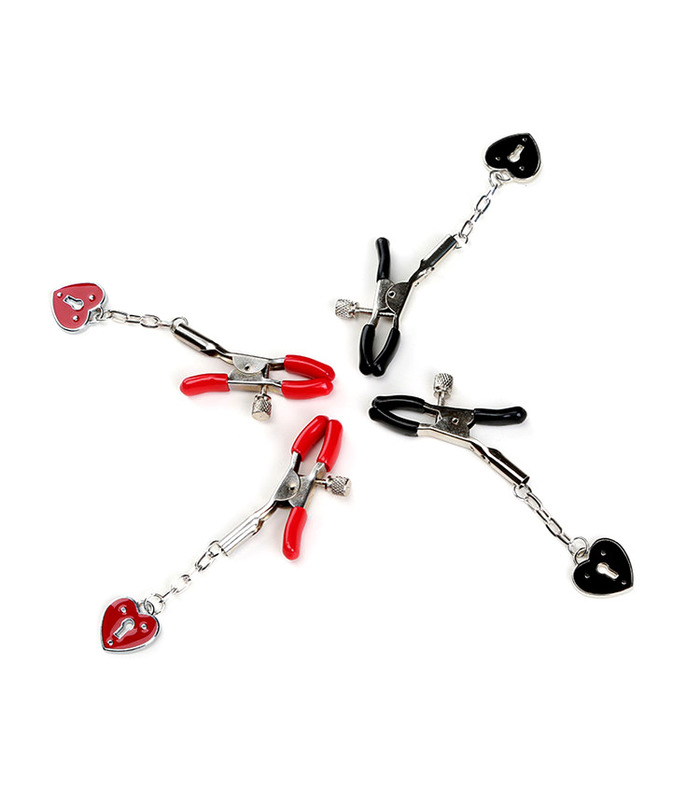 Adjustable Nipple Clamps Sexy Toys with Key Hole Heart Charms
