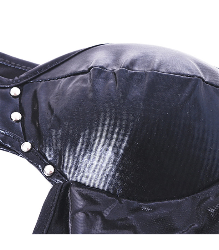 Black Leather Hollow Out Waist Cross Belt Clubwear