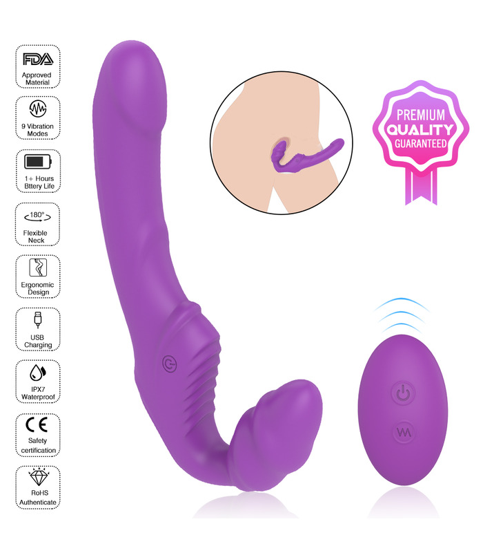 Double Head Strapless Strap on Dildo G-Spot Vibrators For Lesbian