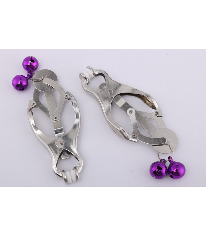 Edelstahl Twin Bell Clover Style Nipple Clamps Sex-Spielzeug, Spiele Für Erwachsene - Silber