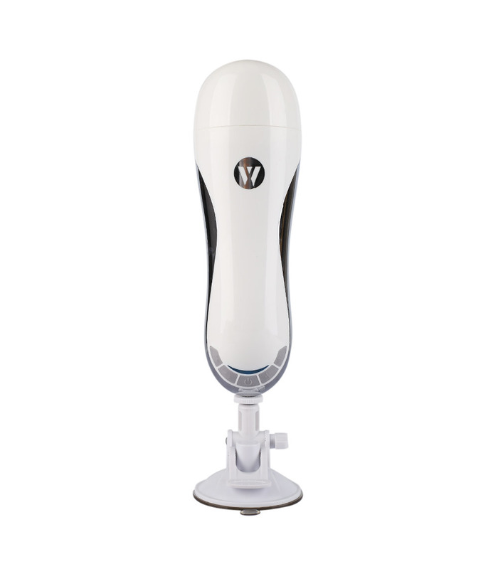 Pussy Pocket Male Masturbators Vibrating Moaning Heating with Suction Cup - White