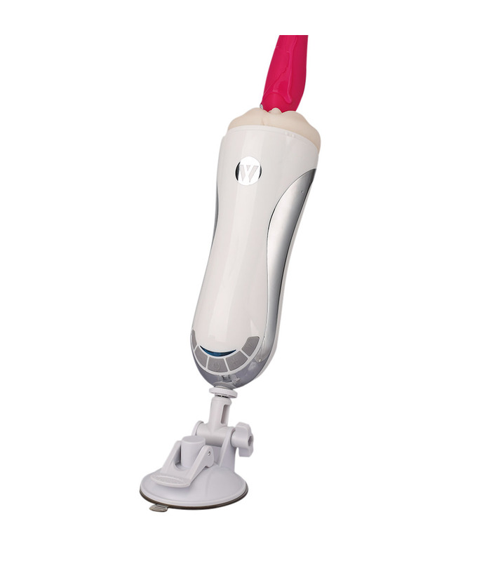 Pussy Pocket Male Masturbators Vibrating Moaning Heating with Suction Cup - White