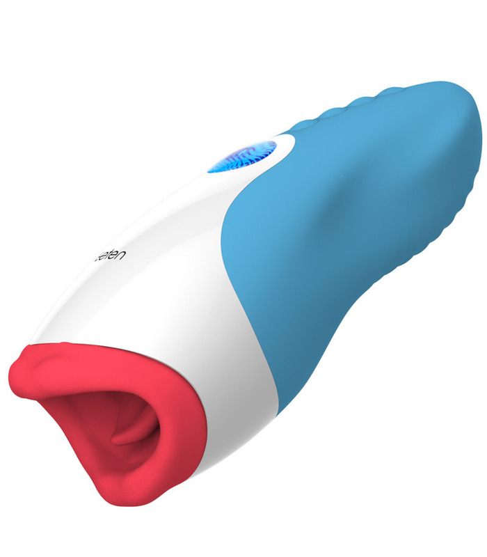 Leten Queen Red Lips Blow Job Male Masturbator Magnetic Rechargeable Multiple Patterns - Blue
