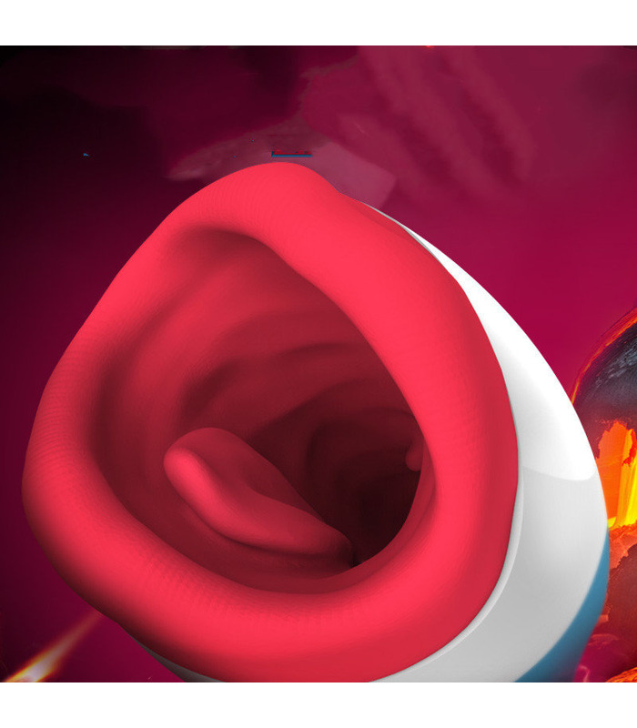 Leten Königin Rote Lippen Blow Job Männlichen Masturbator Magnetische Wiederaufladbare Mehrere Muster - Blau
