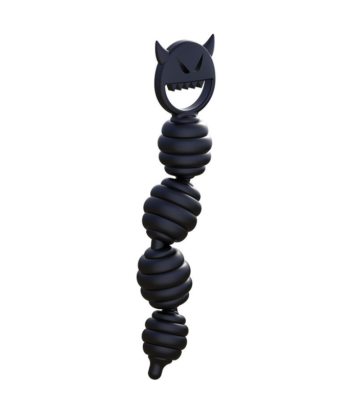 Leten Devil Black Fun Interlink Anal Beads - Black