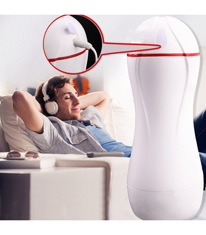 ElfGame Rechargeable Male Masturbator Intelligent Sexual Moans Earphone AVailable Waterproof - White