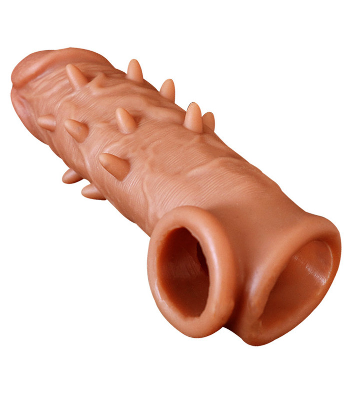 Thorns Realistic Vibrating Penis Sleeves Couple Sharing Lengthen Enlargement