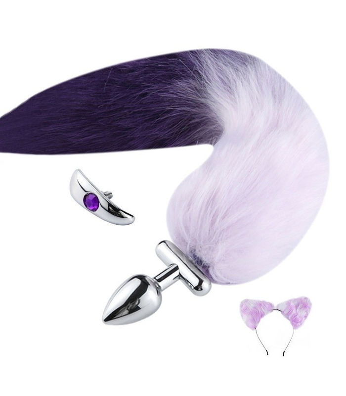 Fox Tail Drip Design Butt Plug with Ears Hair Band