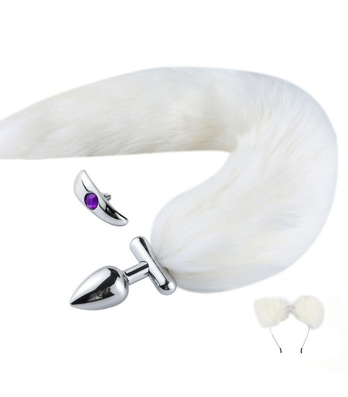 Fox Tail Drip Design Butt Plug with Ears Hair Band