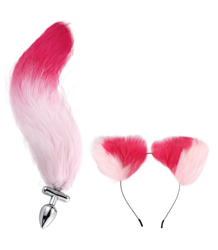 Fox Tail Tropfen-Design Butt Plug mit Ohren-Haar-Band