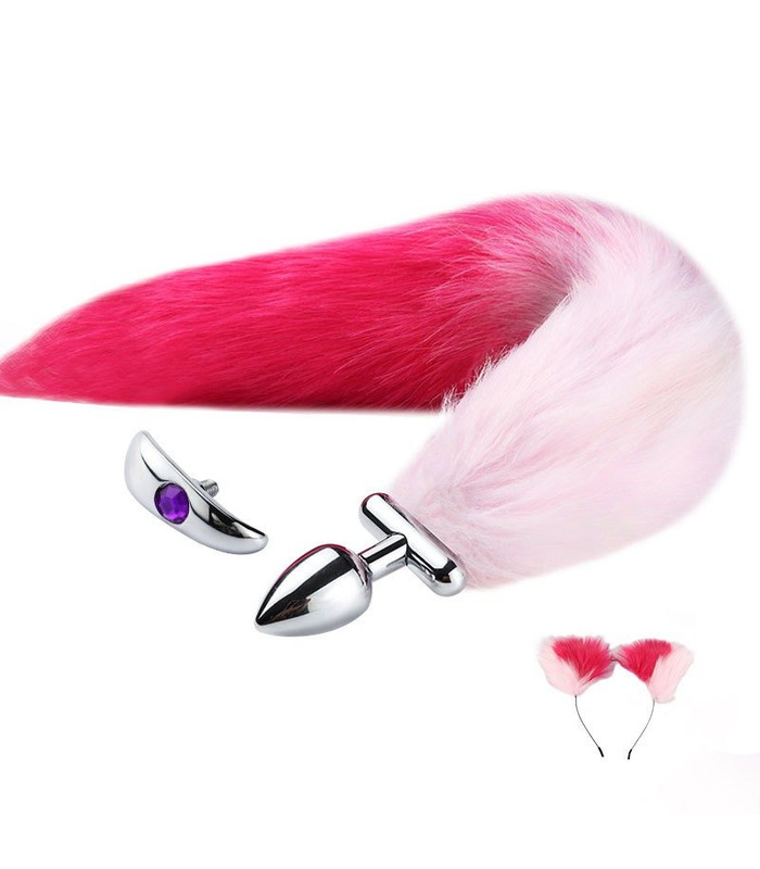 Fox Tail Drip Design Butt Plug with Ears Hair Band