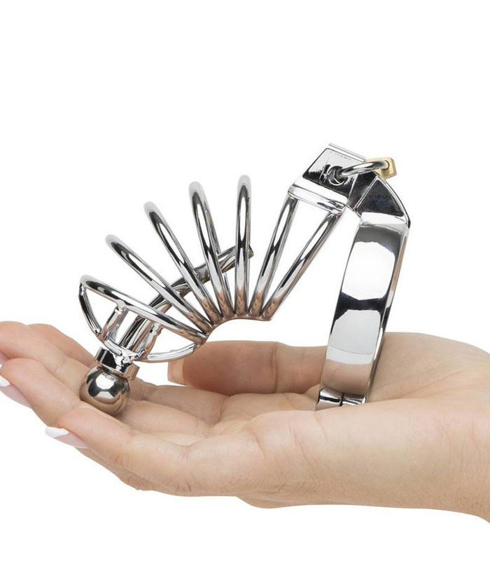 Urethral Spout Male Chastity Cage Metal Penis Locking Jail