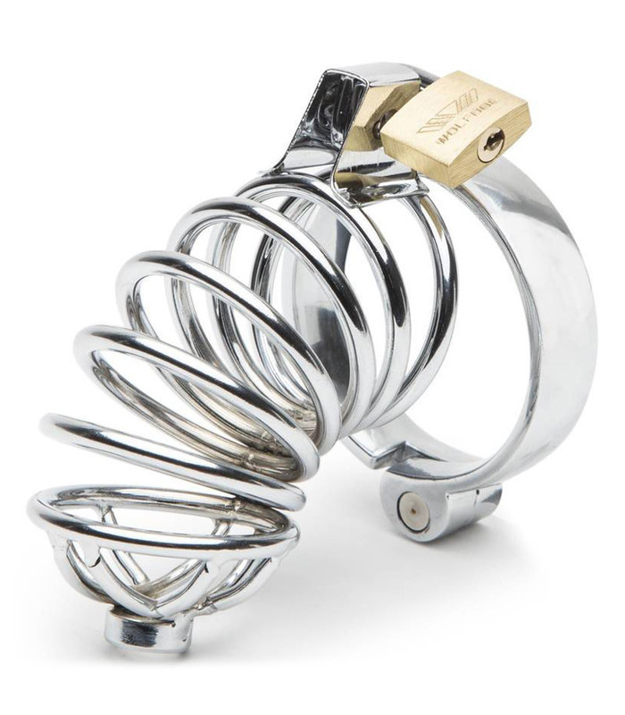 Urethral Spout Male Chastity Cage Metal Penis Locking Jail