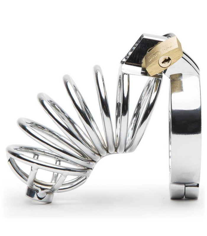 Urethral Spout Male Chastity Cage Metal Penis Locking Jail