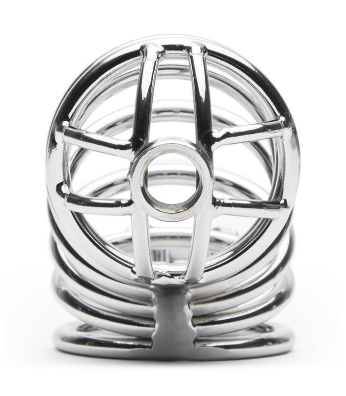 Urethral Spout Male Chastity Cage Metal Penis Locking Jail