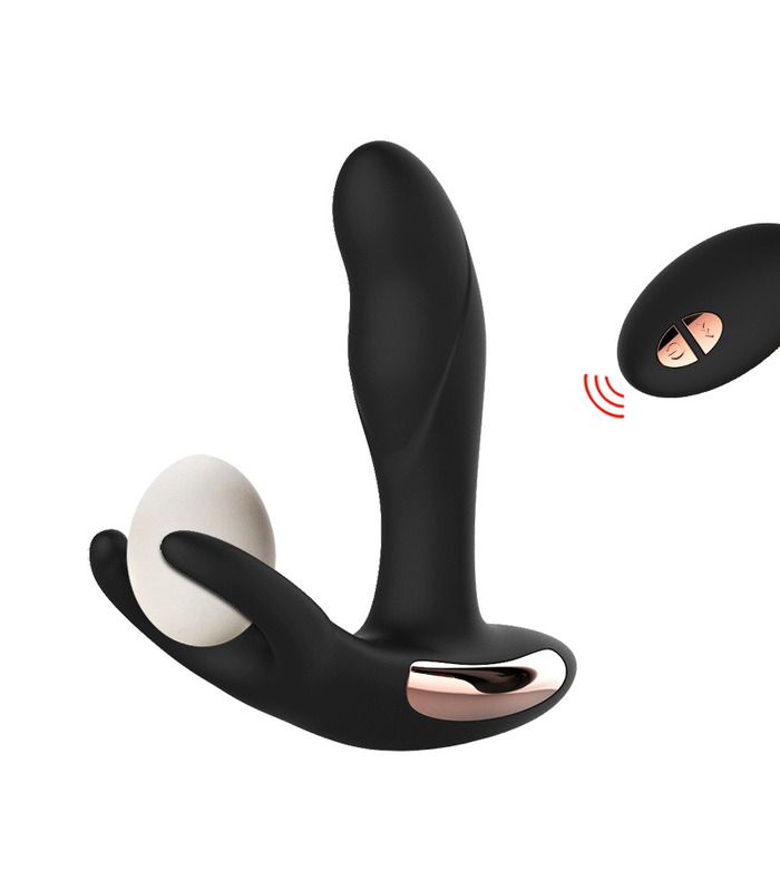 Drahtlose Fernbedienung Vibrierendes Prostata-Massagegerät mit Kugeln Clamp Smart-Heating - Schwarz