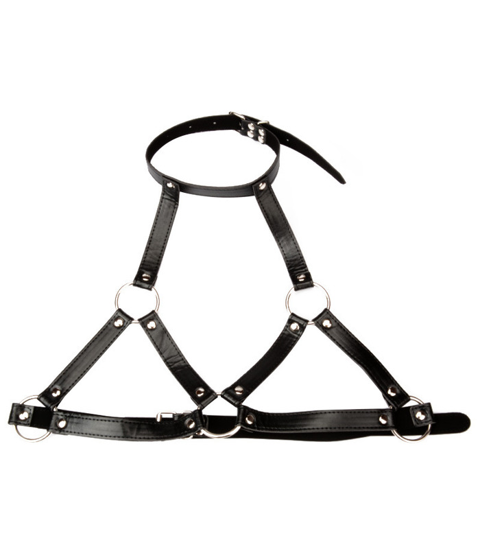 Faux Leather Bondage Restraint Nipple Clamps Slave Bra Mouth Gag