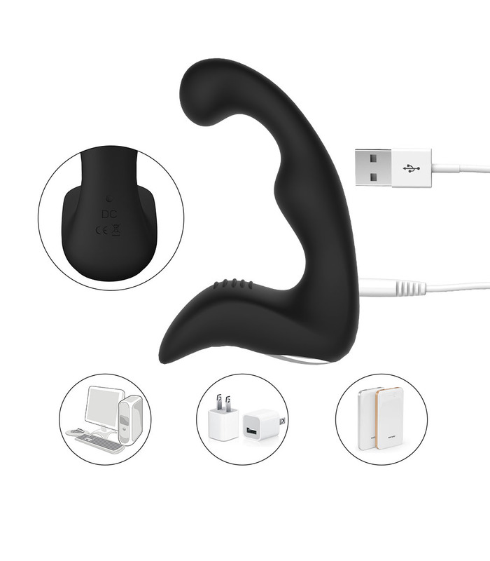 Waterproof Wireless Control Thumb Shape Prostate Stimulus Massager Male Anal Toys - Black