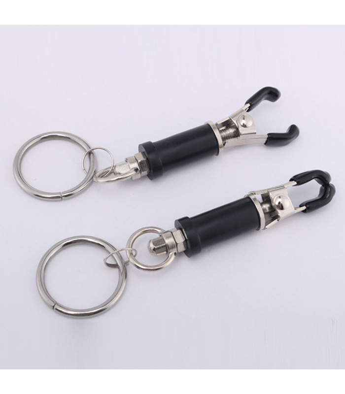 Silver Metal Ring Nipple Clamp Adult Nipple Play BDSM Sex Toys - Black