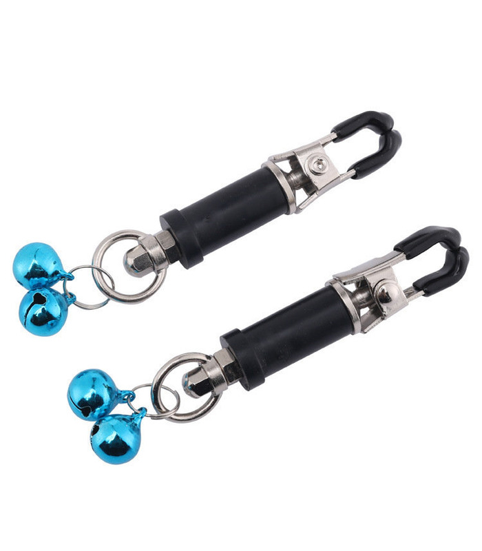 Silver Metal Ring Nipple Clamp Adult Nipple Play BDSM Sex Toys - Black