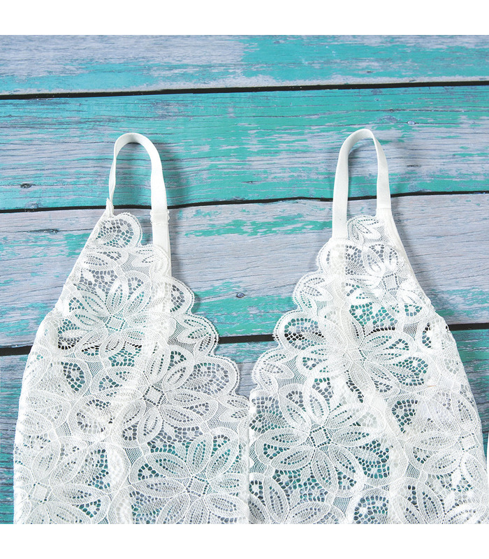 Plunge Backless Embroidery Erotic Teddies