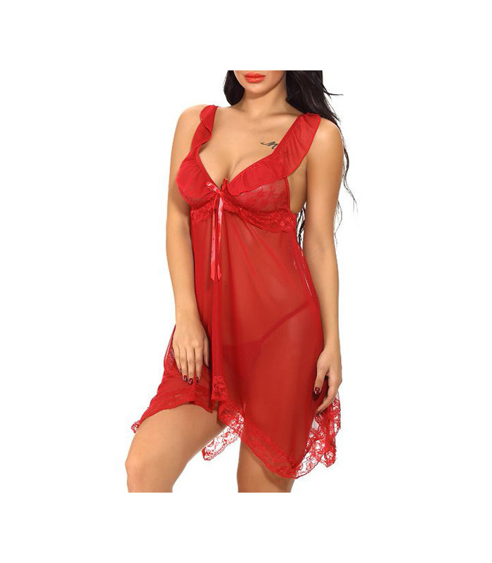 Stürzen Perspektive Lace Trim Backless Babydoll