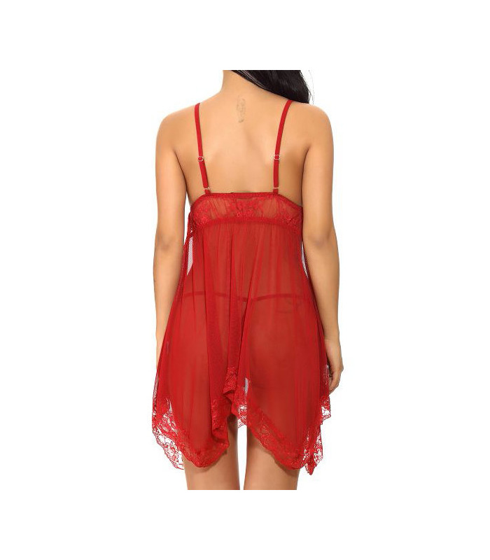 Stürzen Perspektive Lace Trim Backless Babydoll