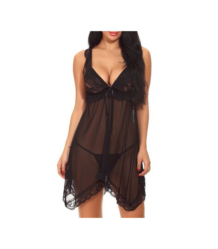 Stürzen Perspektive Lace Trim Backless Babydoll