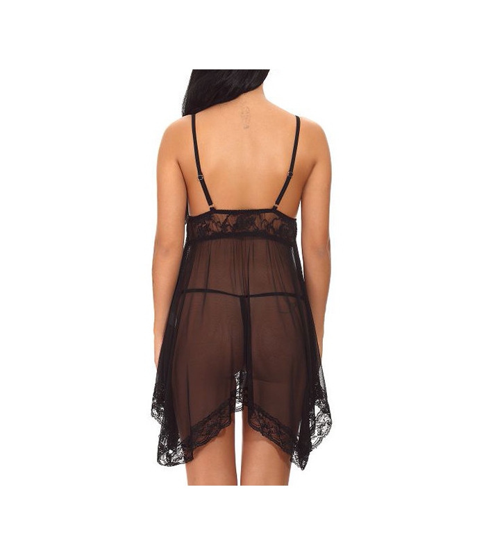 Stürzen Perspektive Lace Trim Backless Babydoll