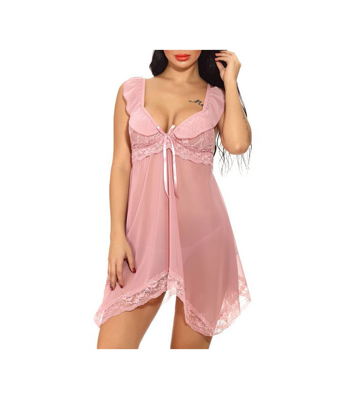 Stürzen Perspektive Lace Trim Backless Babydoll