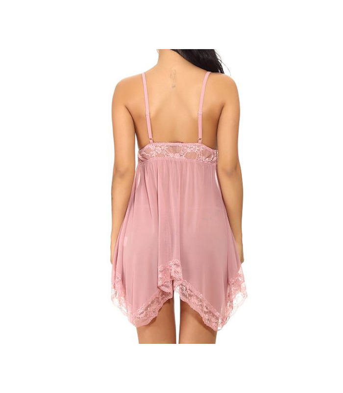 Stürzen Perspektive Lace Trim Backless Babydoll