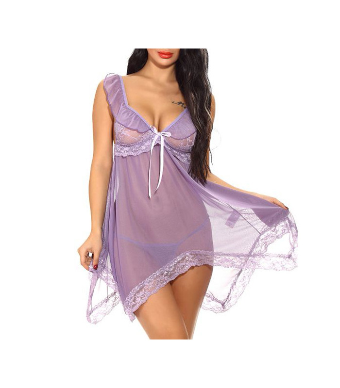 Stürzen Perspektive Lace Trim Backless Babydoll
