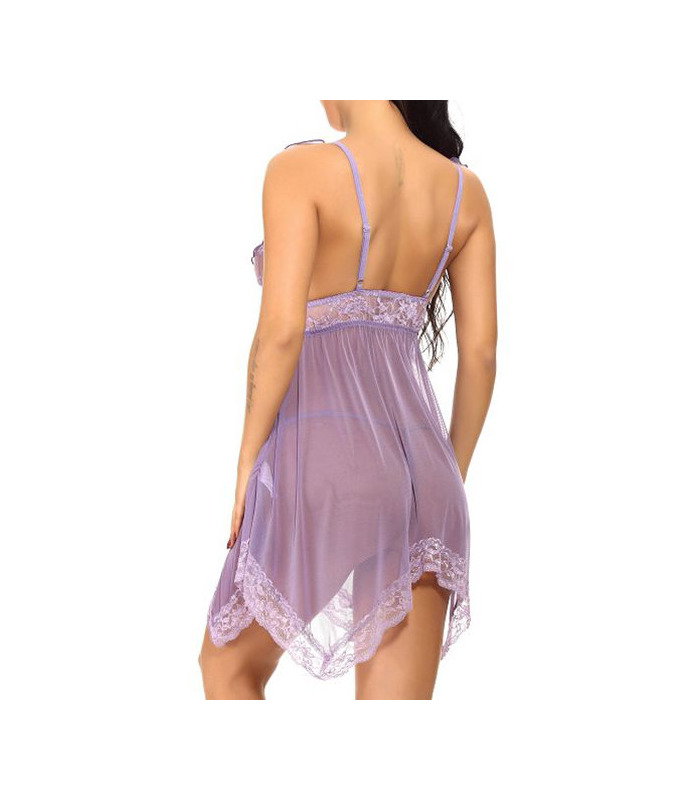 Stürzen Perspektive Lace Trim Backless Babydoll