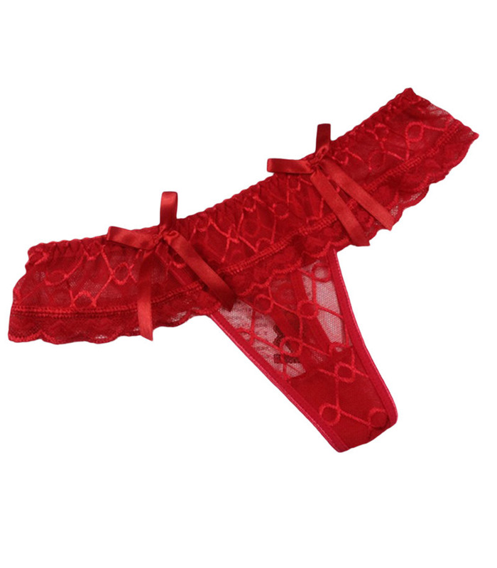 Lace Thongs Bow Transparent Temptation T Back Panties
