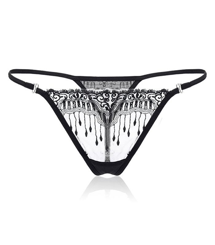 Embroidered Transparent Thongs Sex Appeal T Back