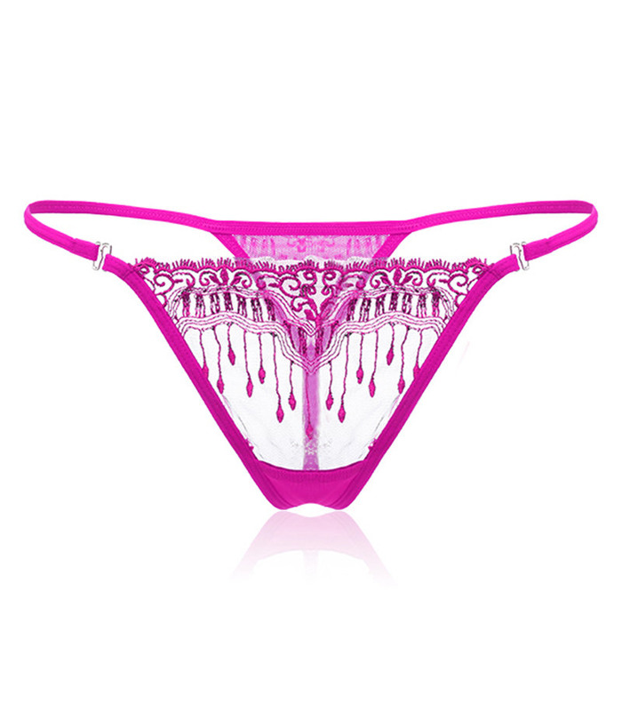 Embroidered Transparent Thongs Sex Appeal T Back